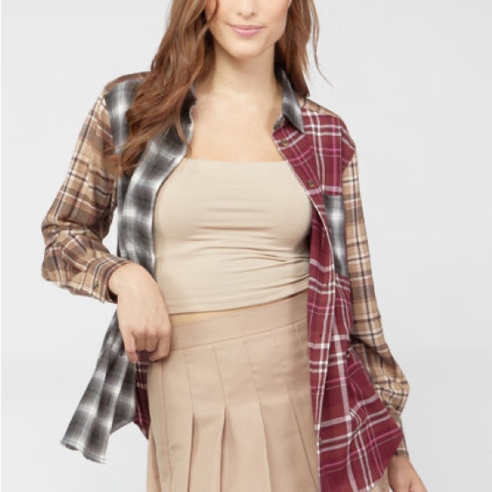 FOREVER 21 colour block patchwork flannel NWT